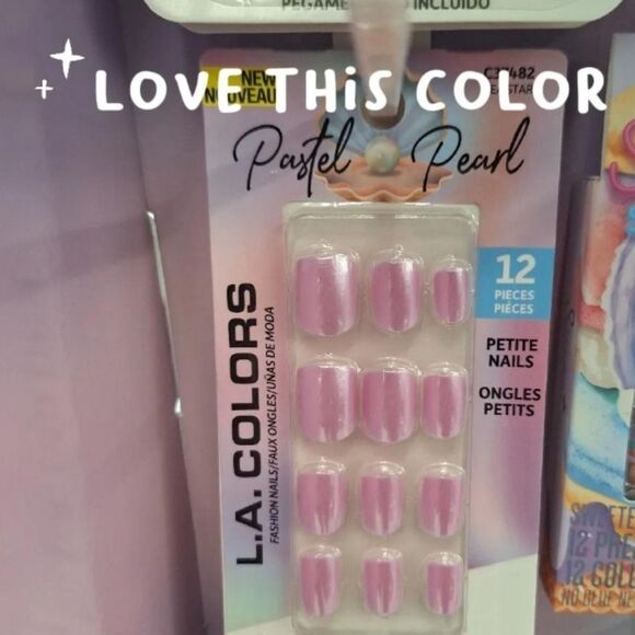L.A. Colors Pastel Pink Pearl Press On Nails 1 Pack Women Self Care New Ladies - Picture 9 of 14